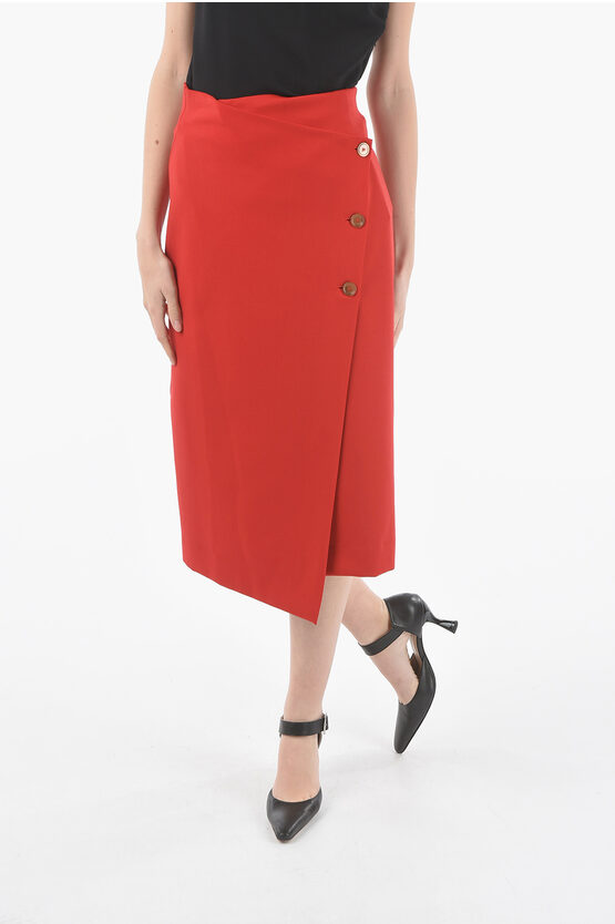 Altea Solid Color Gispsy Wrap Skirt In Red