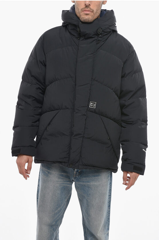 Shop Woolrich Solid Color Greylock Down Jacket With Velcro And Zipped Fast