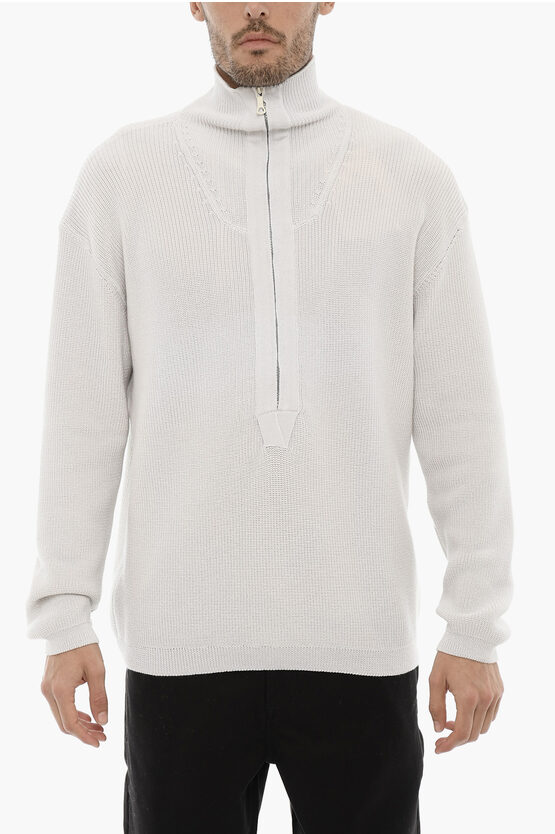 Our Legacy Solid Color Half-zip Sweater In Neutral