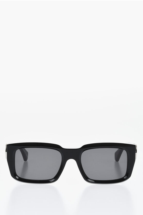 Off-white Solid Color Hays Sunglasses With Silver-tone Logo In Black