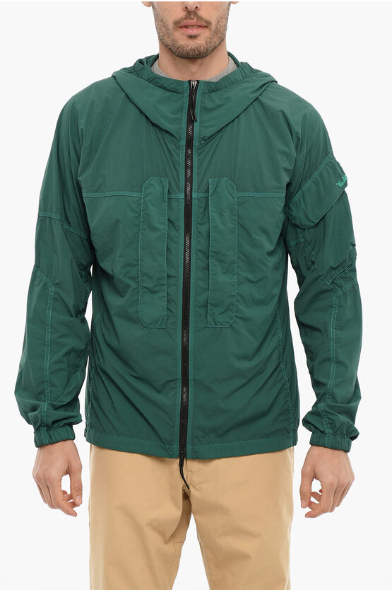 Woolrich Solid Color Hooded Jacket In Green