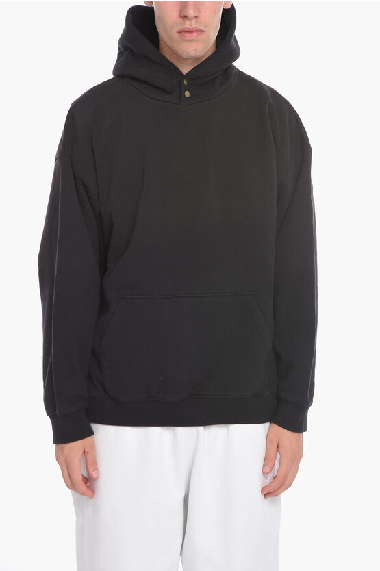 Shop Fear Of God Solid Color Hoodie With Buttons Detail