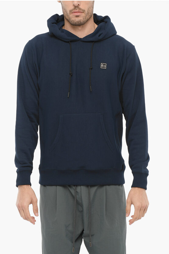Woolrich Solid Color Hoodie With Patch Pocket In Blue