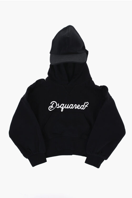 Shop Dsquared2 Solid Color Hoodie With Visor