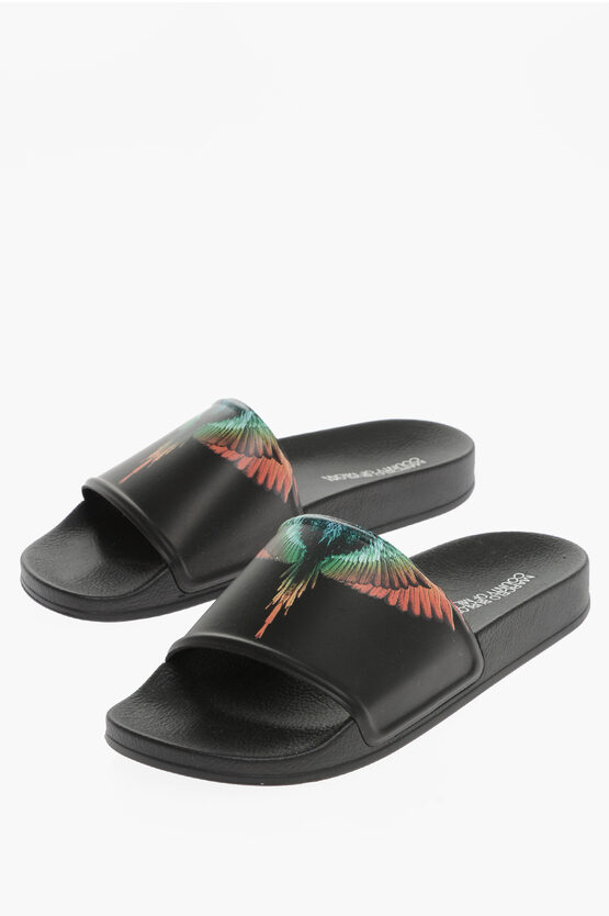 Shop Marcelo Burlon County Of Milan Solid Color Icon Wings Slides With Print