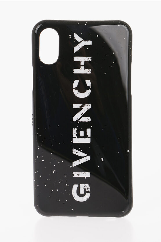 Givenchy Solid Color Iphone X Case With Printed Logo In Black