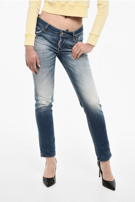 Dsquared2 Solid Color Jeans With Charm