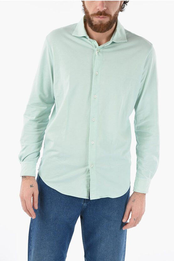 Altea Solid Color Jersey Palmer Shirt In Green