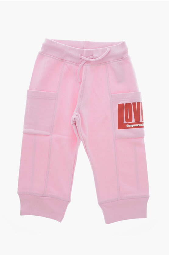 Dsquared2 Solid-color Joggers With Love Dsquared Print In Pink