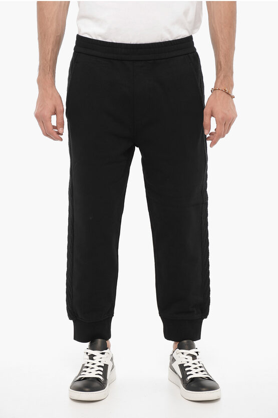 Shop Neil Barrett Solid Color Joggers With Wool Side Bands