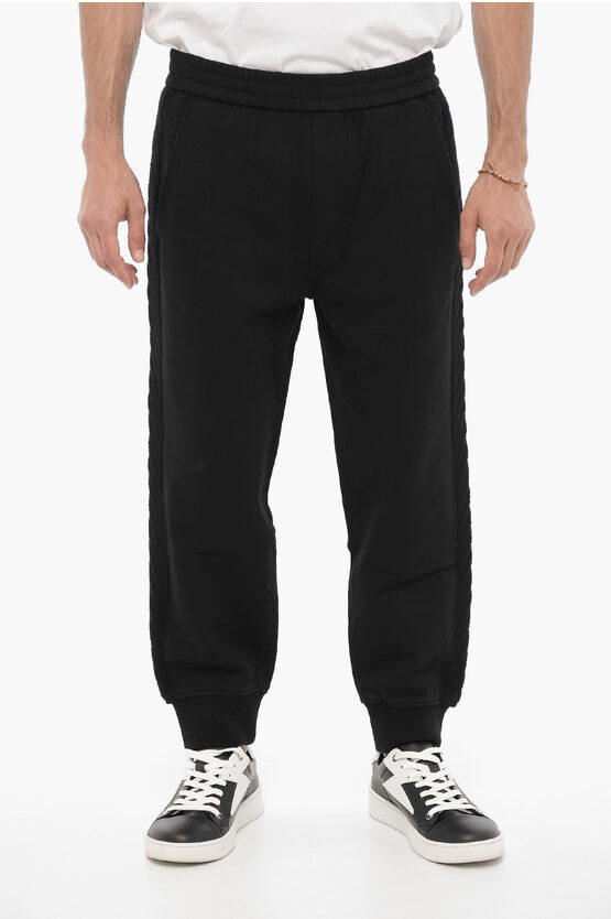 Shop Neil Barrett Solid Color Joggers With Wool Side Bands