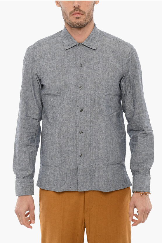 Salvatore Piccolo Solid Colour Justin Shirt With Breast Pocket In Grey