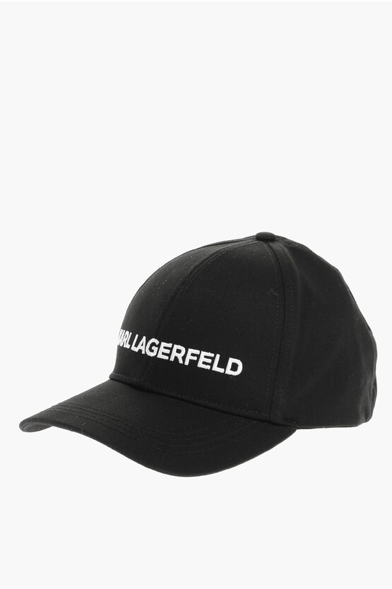 Karl Lagerfeld Solid Colour K/essential Cap With Embroidered Logo In Black