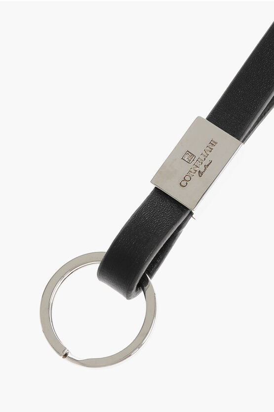 Solid Color Keyring with Leather Pendant