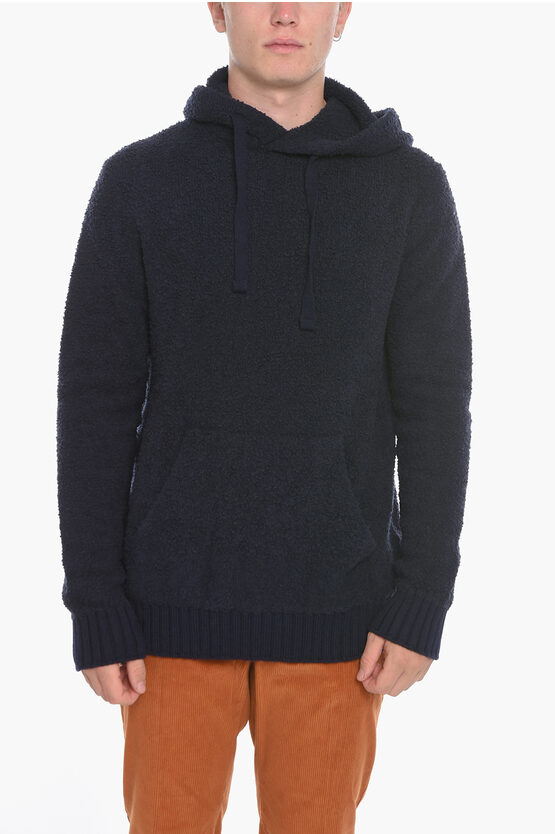 Altea Solid Color Knit Hoodie In Blue
