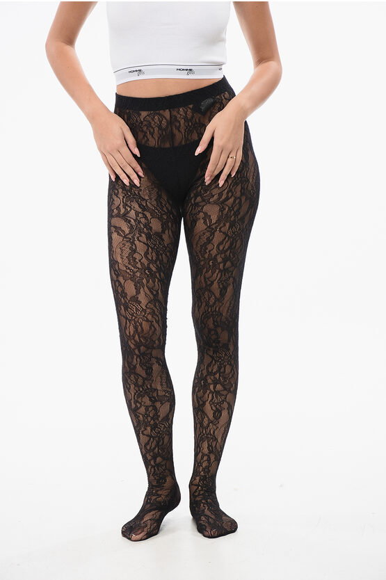 Wardrobe.nyc Solid Color Lace Tight