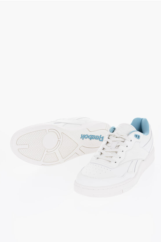 Reebok Solid Color Leather Bb4000 Low-top Sneakers With Contrast In