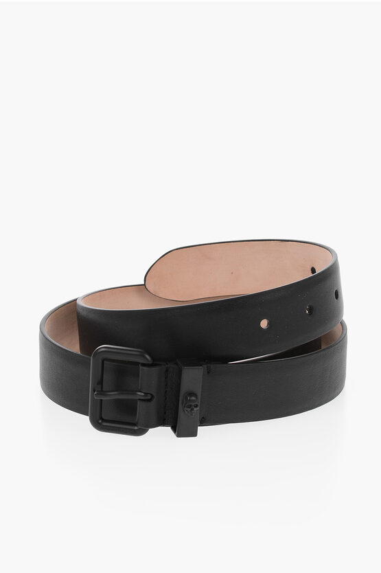 Shop Alexander Mcqueen Solid Color Leather Belt 30mm