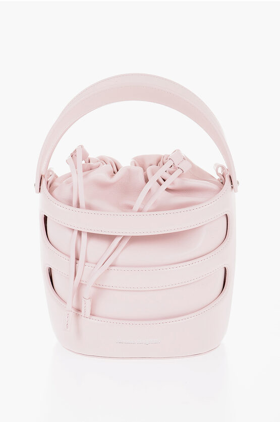 Shop Alexander Mcqueen Solid Color Leather Bucket Bag