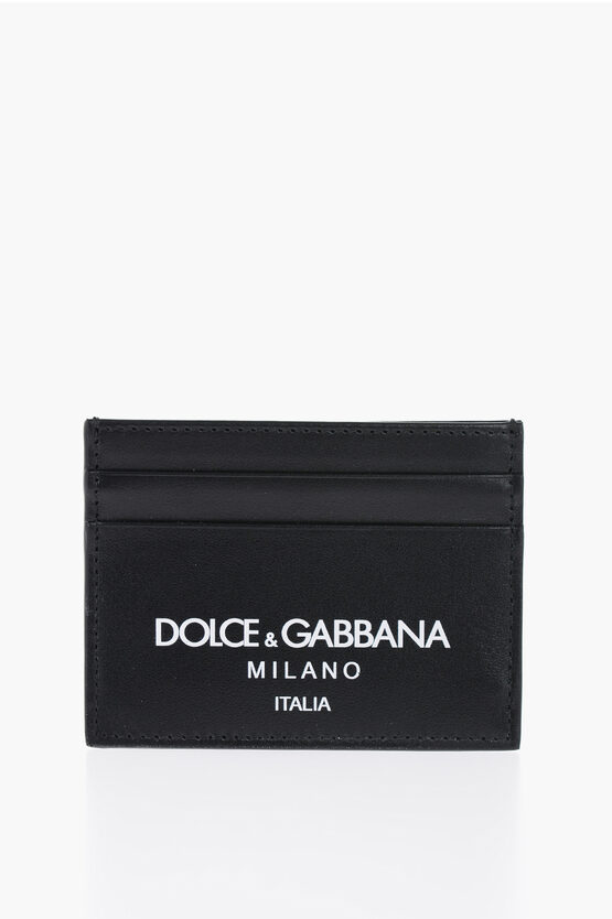 Dolce & Gabbana Solid Color Leather Card Holder With Contrasting Logo