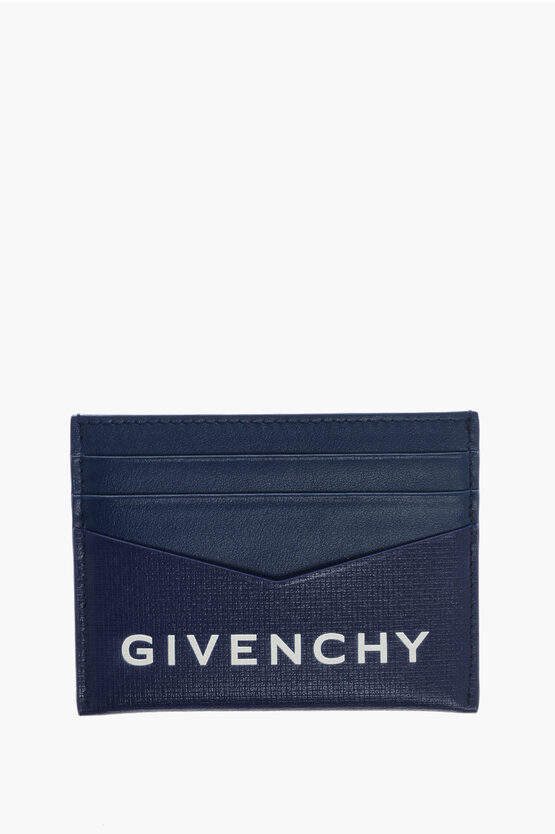 Shop Givenchy Solid Color Leather Card Holder With Printed Logo