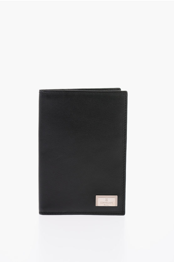 Shop Corneliani Solid Color Leather Card Holder