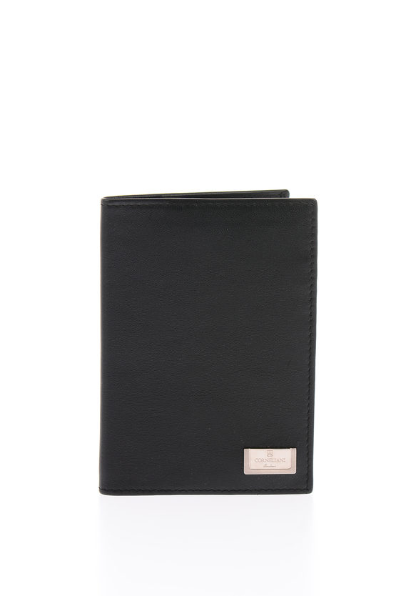 Corneliani Saffiano Leather Wallet With Silver-tone Logo Plaque
