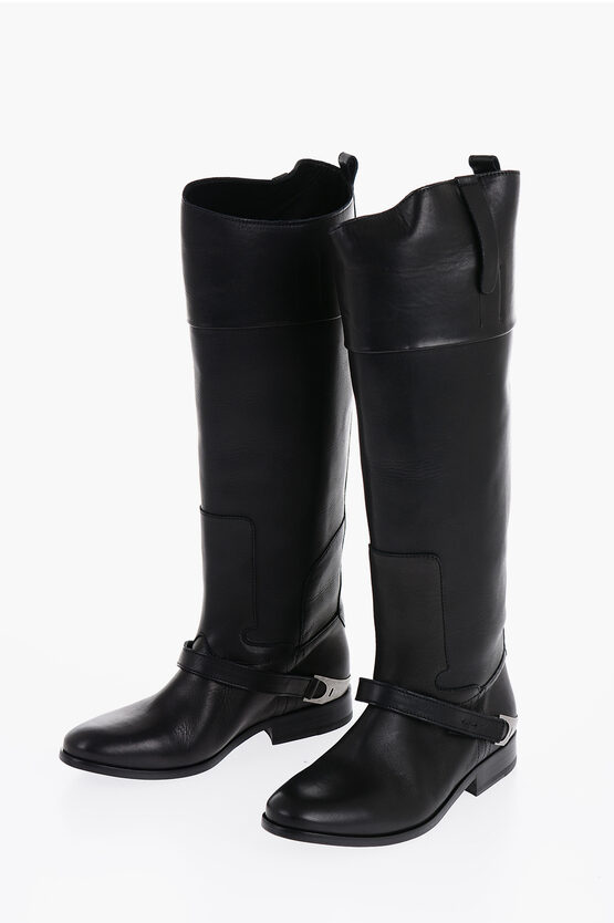 Shop Golden Goose Solid Color Leather Charlie Boots