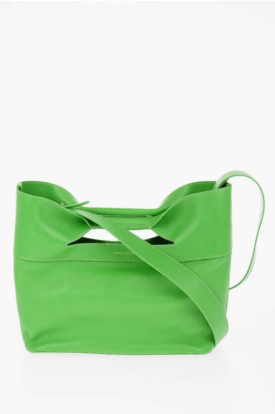 Alexander Mcqueen Solid Colour Leather Handbag With Removable Shoulder Strap In Green