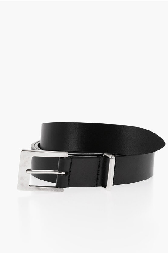 Isabel Marant Solid Color Leather Iliryah Belt 25mm In Black