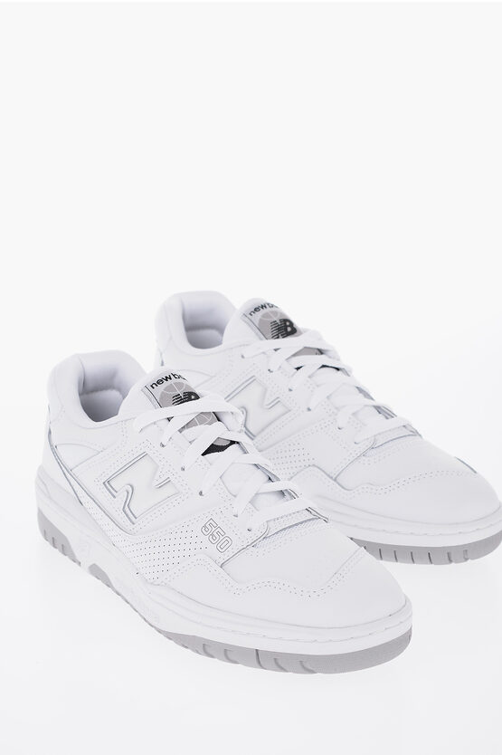 New Balance Solid Color Leather Low Top Sneakers In White