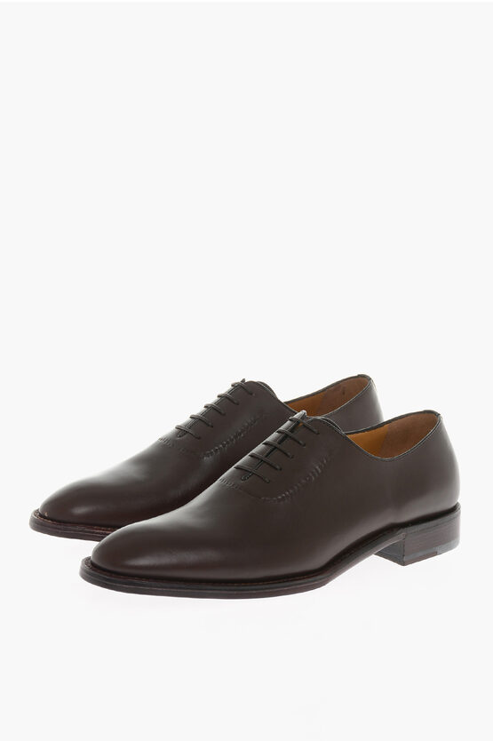 Shop Testoni Solid Color Leather Orvieto Oxford Shoes