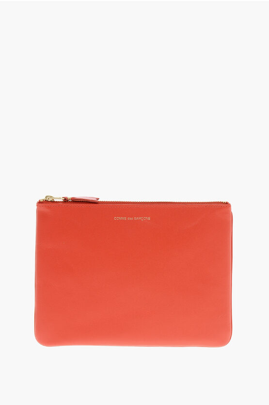 Comme Des Garçons Solid Color Leather Pochette