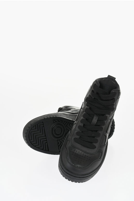 Diesel Solid Color Leather S-ukiyo V2 High-top Sneakers