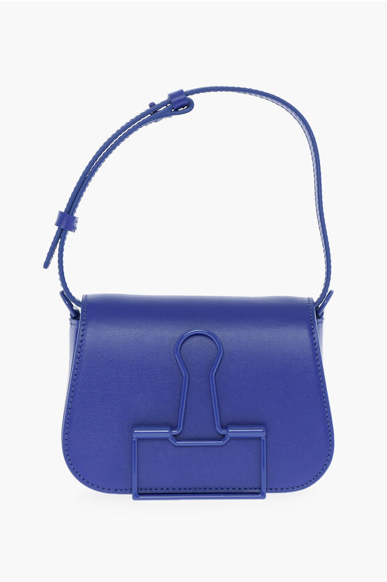 Off-white Solid Color Leather Skeleton Binder Shoulder Bag