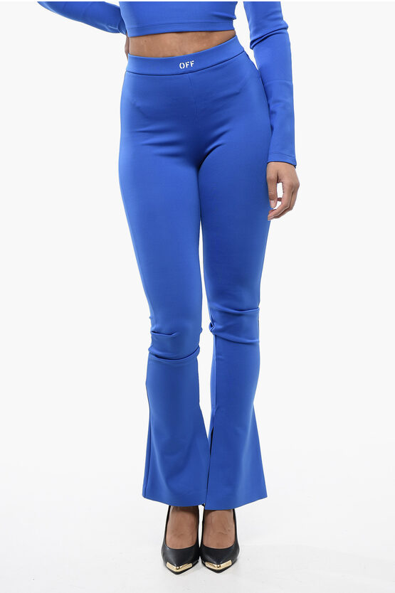 Off-white Solid Color Leggings With Ankle Slit