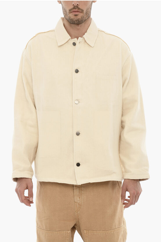 Airei Solid Color Lightweight Cotton Overshirt In Neutral