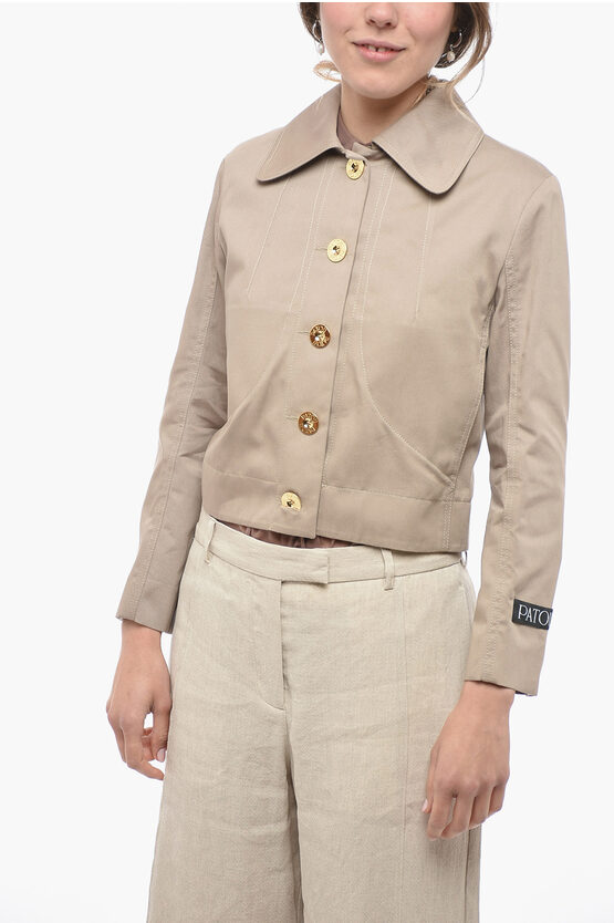 Shop Patou Solid Color Lightweight Jacket With Golden Buttons