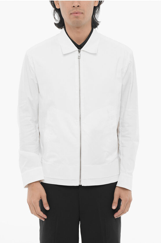 Neil Barrett Bomber Design Popeline Shirt With Front Zip In White