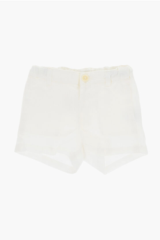 Bonpoint Solid Color Linen Shorts With Belt Loops