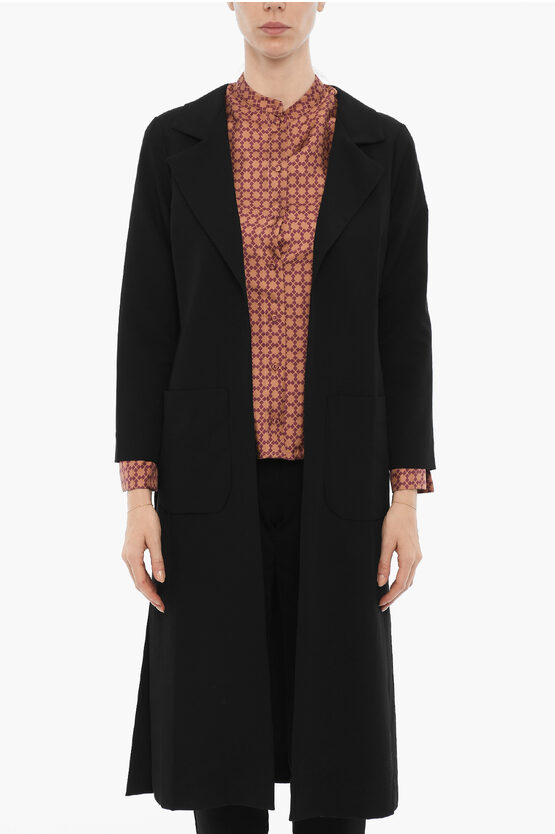 OBLO UNIQUE SOLID COLOR LONG BLAZER WITH PATCH POCKETS