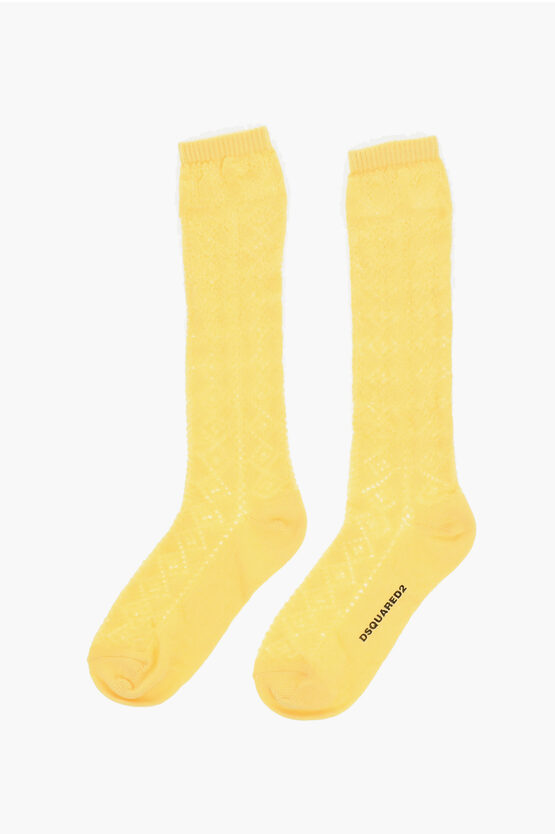 Dsquared2 Solid Color Long Socks With Perforated Details Grösse 44-45