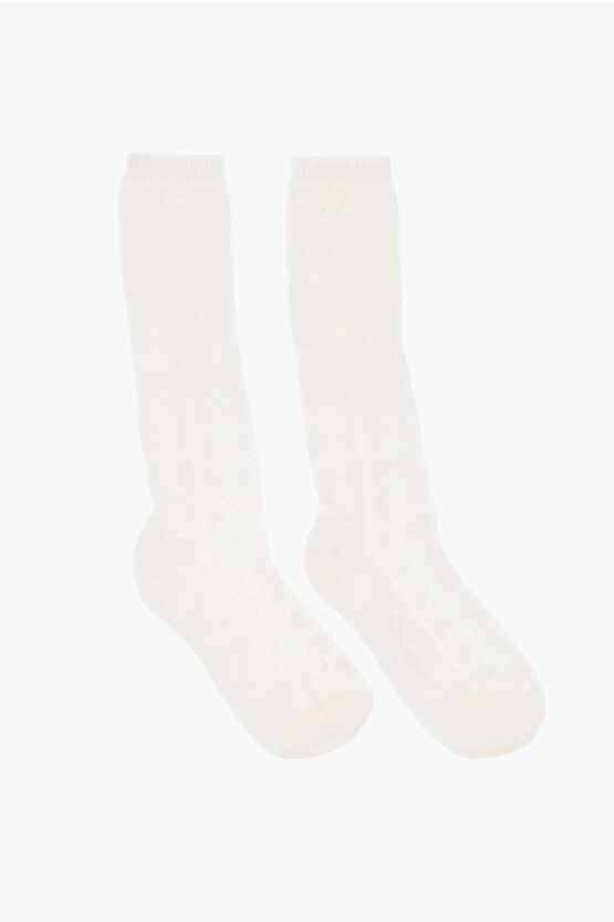 Dsquared2 Solid Color Long Socks With Perforated Details Grösse 38-39