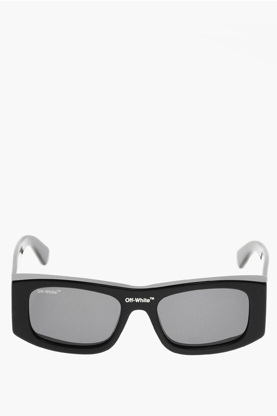Off-white Solid Color Lucio Rectangular Sunglasses In Black