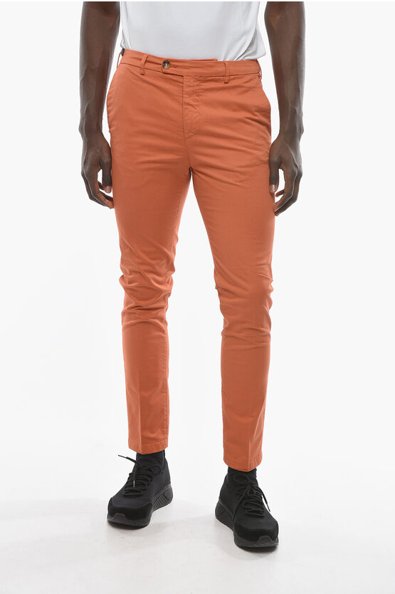 Cruna Solid Color Marais Chino Pants With Flap Pockets In Orange