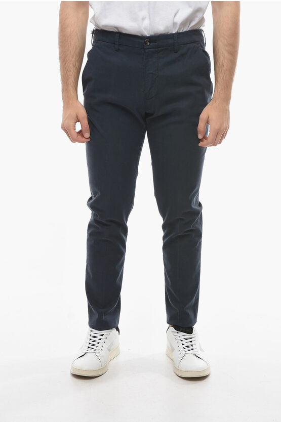 Cruna Solid Color Marais Chino Pants With Flap Pockets In Blue