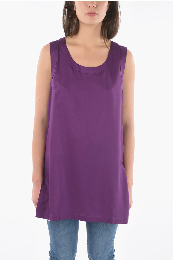 Woolrich Solid Colour Maxi Top With Side Splits In Purple