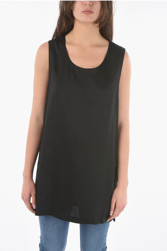 Woolrich Solid Color Maxi Top With Side Splits In Black