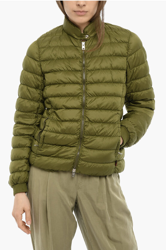 Woolrich Solid Color Mayflower Lightweight Down Jacket With Zipped Cl In Green
