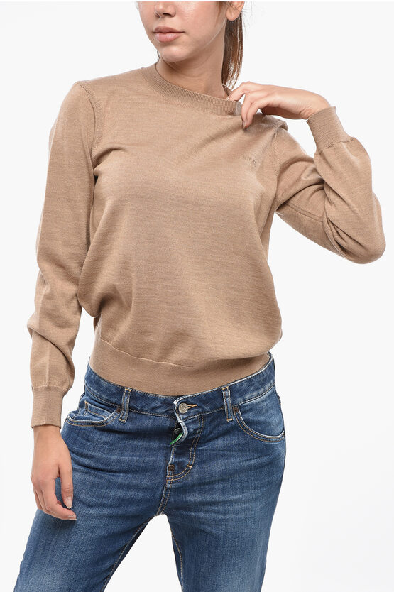 Apc Solid Color Merino Wool Philo Crew-neck Sweater In Brown